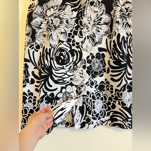 KARIN STEVENS Women Dress 12 Floral Black White Slip Preppy Sheath Cotton Modest - Picture 17 of 17